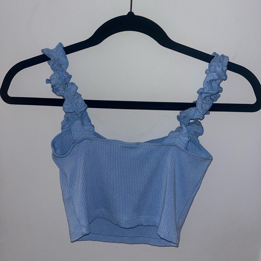 Light blue, Sunday Best, Ruffle strap tank top. Size small - Picture 2 of 2